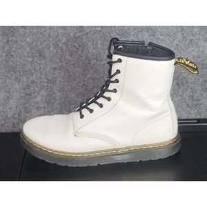 Dr. Martens Zavala White Leather Ankle Boots Side Zip‎ Women's Size US 6 School